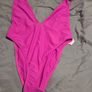 Dippin Daisy's Vibrant Pink Vneck One-Piece Swimsuit Xl